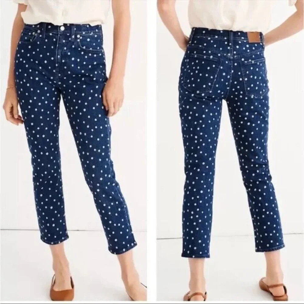 Madewell Polka Dot The High Rise Slim Crop Boyjean Jeans